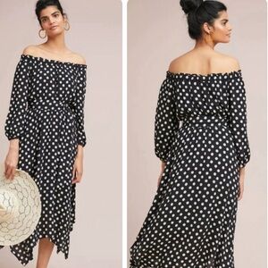 Maeve Black and Polka Dot Midi Dress- Size 12!